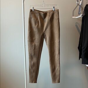 SPANX Taupe Faux Suede High-Waisted Leggings